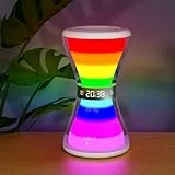 AFEXOA Digital Wecker mit Licht,Sanduhrform Tischuhr mit Snooze,Timer 5-90min,Dimmbar Nachtlicht,Geschenk für Mädchen Frauen Kinder Tageslichtwecker mit Regenbogen Stimmungslicht für Schlafzimmer
