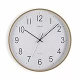 Versa Leise, dekorative Wanduhr für Küche, Wohnzimmer oder Esszimmer – gut lesbar, 40 x 5,2 x 40 cm, MDF-Holz, helle Holzfarbe