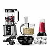 Klarstein Verosteel Küchenmaschine mit Mixer – 1200 W Multifunktions-Küchenmaschine, 2-Liter-Schüssel, 1,75-Liter-Mixer, 10 Geschwindigkeiten, 6 Programme, Entsafter & Fleischwolf