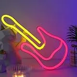 ENUOLI Gitarren-Neonschild, Gitarren-Neonlicht für Wanddekoration, LED-Neonlichtschild für Schlafzimmer, Gitarren-Leuchtschild für Mädchenzimmerdekoration, USB-/batteriebetriebene Nachtlichter