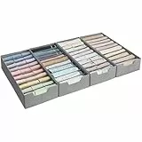 SONGMICS Unterwäsche-Organizer 4er Set, Schubladen-Organizer für IKEA PAX Kleiderschrank, mit Trennwänden, Kleiderschrank-Organizer faltbar, 50 x 22 x 10 cm für Socken, taubengrau RUS015G01
