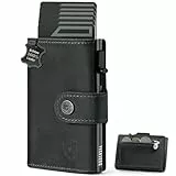 DODENSHA Slim Wallet mit Münzfach | Herren Geldbörse mit Knopf | Wallets for Men | Portmonee Herren mit Ticket Fach | Pop-up-Kreditkartenetui Geldbeute für 7-9 Karten | RFID Schutz I GrauGrau