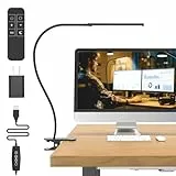 Mojimdo Schreibtischlampe 77 LED mit Fernbedienung [Beeindruckende Lichtleistung] 70CM Klemmlampe, 3 Farben & 10 Helligkeitsstufen, 360° Flexibel mit USB-Ladegerät