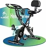 Heimtrainer Fahrrad, SLUNSE 2025 Neu Hometrainer Fahrrad mit stabilem Doppeldreieckrahmen, Klappbar Ergometer Heimtrainer mit 10dB extra Leise, Indoor Bike für Kardio-Training zu Hause, Bis 160KG