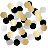 Folat 25051 Party Deko Schwarz Gold Silber - Confetti - Blütenform - Shining Glam - 100 Stück - Für Geburtstag, Jubiläum