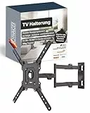 SCHWAIGER TV-Wandhalter Motion 4 I 23-75 Zoll Fernseherhalterung I neigbar, schwenkbar & drehbar I universelles Montageset für Flachbildschirme I TV-Halterung mit integrierter Kabelführung