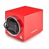 BARRINGTON Single Uhrenbeweger für Automatikuhren mit leisem japanischem Motor Einstellbare TPD 650-1950 | Netzbetrieb | Batterie-Backup - Crimson Red Standardkissen