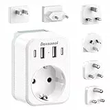 Reiseadapter Weltweit Set, Steckdosenadapter mit 4 USB (2 USB-C), Typ A/C/G/I/M/D, Internationaler Reisestecker Universal Adapter für USA/Europa/UK/Südafrika/Japan/China/Australien/Indien