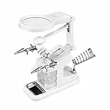 GuDoQi Dritte Hand Lupe mit Klemmen, Löthilfe Lupe 3X 4,5X 25X Fach Vergrößerung, Lupenleuchte mit Standfuß Zum Montage, Reparatur, Modellieren, Basteln
