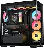 CORSAIR 3500X RS-R ARGB Panoramaglas Mid-Tower-PC-Gehäuse – 3 x RS120-R ARGB-Lüfter Inklusive, Platz für bis zu 10 x 120-mm-Lüfter, Kompatibel mit Motherboards mit Rückseitigem Anschluss – Schwarz