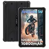 HOTWAV R8 Tablet Outdoor Android 14, 10,1 Zoll HD+ 800*RGB*1200 Display Baustellen Tablet, Octa-Core 10800mAh 12GB+128GB/1TB TF, IP68/IP69K Wasserdicht Tablets, Dual SIM 4G/5G WiFi/Face ID/GPS/OTG
