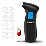 RUTIDA Alkoholtester, Alkoholmessgeräte Polizeigenau mit 16 Mundstücken, Professioneller Alkohol Tester Promillemessgerät mit Digitaler LCD-Anzeige und Halbleiter Sensorik