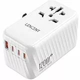 LENCENT 120W Universal Reiseadapter Weltweit, Worldwide Reisestecker Weltreise Adapter mit 3 USB A und 1 USB C, Internationaler Steckdosenadapter für Japan Thailand USA England Australien EU/USA/UK/AU