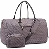 LOVEVOOK Sporttasche Reisetasche Damen, Weekender Travel Kliniktasche Geburt mit Kulturtasche Schuhfach Nassfach, Wasserdichte Gym Bag, Handgepäck Tasche für Flugzeug Reisen, Violett-grau