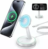 Induktive Ladestation Kompatibel mit Mag Safe Ladegerät,OANDYS 2 in 1 15W Schnelles iPhone Ladestation für iPhone 17/16/15/14/13/12Serie und für AirPods,Wireless Charger mit schlaffreundlichem Licht