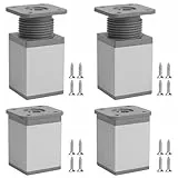 KINDPMA 4 Stück 6cm Möbelfüße Höhenverstellbar Möbelbeine Eckig Aluminiumlegierung Ersatz Füße für DIY Möbel Tischbeine Schreibtischbeine Schrankbeine Schrankfüße Sofafuß für Bett Sofa Tisch