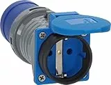Brennenstuhl CEE-Adapter 230V/16A IP44 auf Schutzkontakt (für die Verwendung im Außenbereich IP44, stabiles Kunststoffgehäuse, 3-poliger CEE Adapter) grau/blau