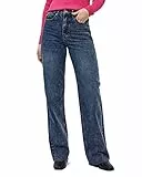 DESIRES Damen Koral Jeans mit Weitem Bein Blau 40