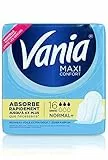 Vania - Maxi Confort Normal + Damenbinden (Box mit 16 Stück) – schnell absorbierende Binden mit hoher Toleranz – Periodischer Schutz mit anatomischer Form