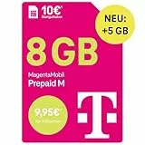 Telekom MagentaMobil Prepaid M mit 13 GB Highspeed-Volumen | 5G/LTE Max & Allnet Flat in alle dt. Netze | unverbrauchtes Datenvolumen weiter nutzen | EU Roaming & Hotspot Flat | 10 EUR Startguthaben