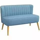 HOMCOM Sofa 2 Sitzer Couch, Kleine Loveseat mit Leinen-Optik Modern Polstersofa für Wohnzimmer, Schlafzimmer, kleinen Raum, Blau 117 x 56,5 x 77 cm