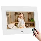 7 Zoll Digitaler Bilderrahmen, Digitaler Bilderrahmen 1024x600 Full IPS Display mit Foto/Musik/Video-Player/Kalender/Alarm Elektronischer Bilderrahmen mit Fernbedienung