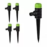 Relaxdays Sprühregner Garten, 5er Set, Klickstecker Anschluss, mit Erdspieß, Flächen bis 30 m², Sprinkler, schwarz/grün