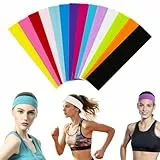QUMENEY 14 x Yoga-Stirnbänder, bunt, sportlich, modisch, elastisches Schweißband für Damen und Mädchen, Sport, Pilates, Fitness
