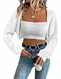 XuBa Bolero Damen Boleros Kurz Strickpullover Shrug Strickjacke Cardigan Sweater Solide Farbe Gerippt Crop Tops
