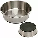 Kerbl Pet Edelstahlnapf, Futternapf, Fressnapf, rund, Silber/schwarz, Ø24x7cm, 2800ml, Edelstahl, rutschfest