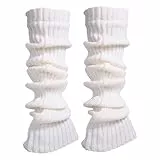 HFMYGS Lange Gestrickt Beinwärmer, Damen Winter Beinstulpen, Frauen Leg Warmers, Winter Crochet Strick Bein Stulpen Kniestrümpfe, Damen-Beinwärmer Für Gestrickte Legwarmers,Stricken,Warm (Weiß)