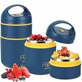 Royouzi Müslibecher to go, Joghurtbecher to go 680ml Doppelschicht Auslaufsicherer Lunchbox - Vielseitiger Müsli to go Becher für Schule,Arbeit,Picknick,Reise (Blau)