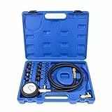 FreeTec Öldruck Messgerät Öldruckmesser, 140 PSI 10 Bar Motorzylinder Öldruckprüfer Öldrucktester Set, Öldruckmanometer Öldruckmessgerät KFZ Werkzeug für Auto LKW Traktor (Blau)