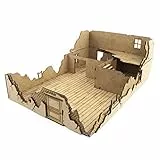 War World Gaming World at War Zerstörtes Haus 1 aus MDF 28mm Maßstab - WW1 WW2 Wargame Gelände Geländebau Gebäude Ruiniert Normandie Militär Schlachtfeld Diorama