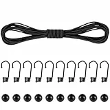 Akicderu Gummiseil, 4mm x 15m Expanderseil, Vielseitige Gummikordel, Stark elastisches Gummischnur, Gummiband, Planenseil, Spannseil für DIY, Schwarz