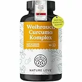 NATURE LOVE® Weihrauch Kurkuma Kapseln - 90 Stück - 600mg Weihrauch Extrakt davon 360mg Boswellia mit Myrrhe Vitamin C - hochdosiert & vegan - laborgeprüft und hoch bioverfügbar