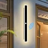 ANKBOY Außenwandleuchten mit Bewegungsmelder, LED Wandleuchte Aussen Wasserdicht IP65 Villa Wandlampe Lange, Anthrazit Metall Modern Aussenlampe Naturweiß 4500K für Gärten Garage (60cm)