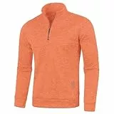 Half Zip Pullover Herren Ohne Kapuze Männer für Solid Arbeitspullover Oversize Winter Sport Arbeitspullover Sweater Men (DE/NL/SE/PL, Alphanumerisch, L, Regular, Regular, Orange Farbe)