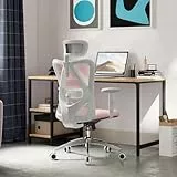 SIHOO M18 Bürostuhl ergonomisch, Computer-Schreibtischstuhl mit Verstellbarer Kopfstütze und Lendenwirbelstütze, hoher Rücken Executive Drehstuhl für Home Office (Hellrosa)