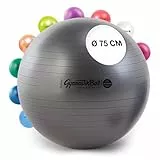 PEZZI - Gymnastikball Pezziball MAXAFE 75cm Ø – Sitzball für Therapie, Sport & Büro - Trainingsball aus Flexton Silpower® latexfrei, widerstandsfähig & elastisch – Anthrazit