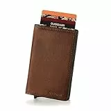 GUGGIARI® Kreditkartenetui - Kartenetui mit Münzfach/Kartenhalter mit Magnetverschluss - Aluminium RFID-Kartenhalter -Mini Geldbörse Herren - Dünnes Portemonnaie für Männer - Leather - Brown