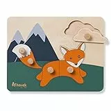 hauck Greifpuzzle für Kleinkinder Puzzle N Sort Steckpuzzle ab 1 Jahr aus FSC® zertifizertem Holz, Holzpuzzle mit Tierformen, griffige Holzknöpfe, Feinmotorik & Auge-Hand-Koordination (Fox)