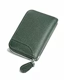 GADIEMKENSD Kreditkartenetui Kartenetui Damen RFID Schutz Mini Leder Portemonnaie Karten Etui Herren Kreditkartenhülle Bankkarten Schutzhülle 14 Fächer mit Zipper Brieftasche Grün