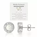 Weiße Perlmutt Ohrringe für Damen Silber 925, AAA-Edelstein Ohrstecker für Frauen, Inspirierendes Geburtstags Geschenk mit Karte, hypoallergen & nickelfrei