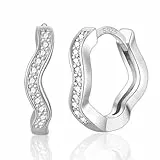 Creolen Silber Klein Ohrringe Silber 925 mit Zirkonia für Frauen Freundin Mama Mädchen Schmuck Geschenk
