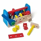 Melissa & Doug - Tragbarer Werkzeugkasten - 24-teiliges-Holzspielzeug für kreatives Baurollenspiel, für Kinder ab 3 Jahren