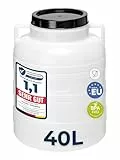 Garronda 40 Liter Weithalsfass aus BPA-freiem Futtertonne Fass Universalfass Lebensmittel Fass Regenfass für Garten Regentonne mit Deckel Regenwassertonne für Garten Wassertonne GD-0078, Weiß