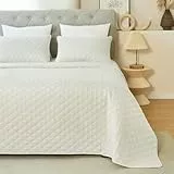 WOLTU Tagesdecke 240x260 cm mit 2 Kissenbezügen 50x70 cm Beige, Bettüberwurf Steppdecke 3 teilig, leichte Überwurfdecke, Bedspread Ultraschall weiche Wohndecke für Wohnzimmer Schlafzimmer Bett