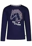 Langarmshirt mit Strasssteinchen Pferde Motiv für Mädchen
