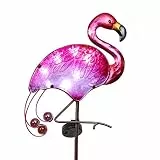 TERESA'S COLLECTIONS Gartenstecker Solar für Gartendeko draußen,Flamingo Solar Gartenleuchte im Freien,108cm, Metall Glas wasserdichte Solarlampen Wegeleuchte, Muttertagsgeschenk Vatertagsgeschenk
